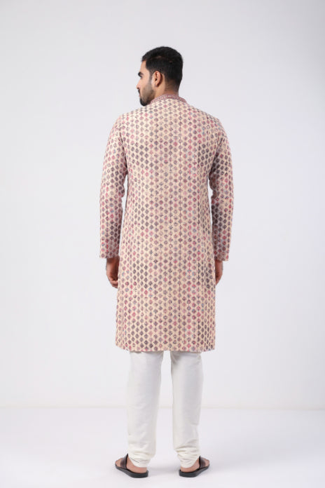 Cream Embroidered Kurta